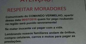 Comando Vermelho proíbe assaltos em comunidades de São Gonçalo