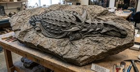 Encontrado durante o trabalho em uma mina, este dinossauro preservou uma armadura que parece ter sido esculpida