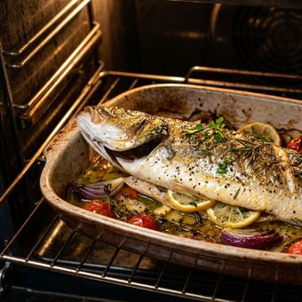 Featured mobile: Os cozinheiros concordam: para que o peixe assado fique suculento, é tão fácil quanto colocar um recipiente com água no canto