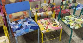 Com retalhos e fuxicos, alunos revitalizam cadeiras na Bahia