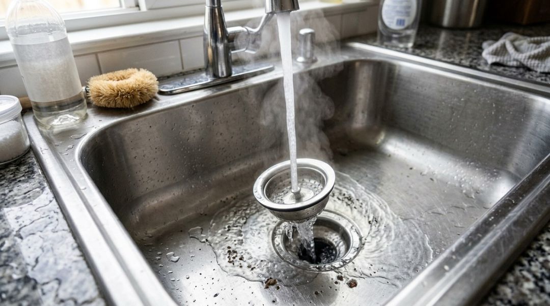 O vinagre é ácido e pode ajudar a soltar certos depósitos minerais e resíduos superficiais