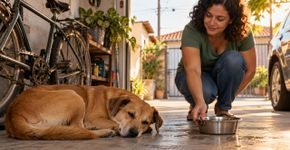 Família encontra um cachorro dormindo na garagem durante vários dias, começa a alimentá lo e entra em conflito quando o verdadeiro tutor aparece dizendo que o animal nunca esteve abandonado