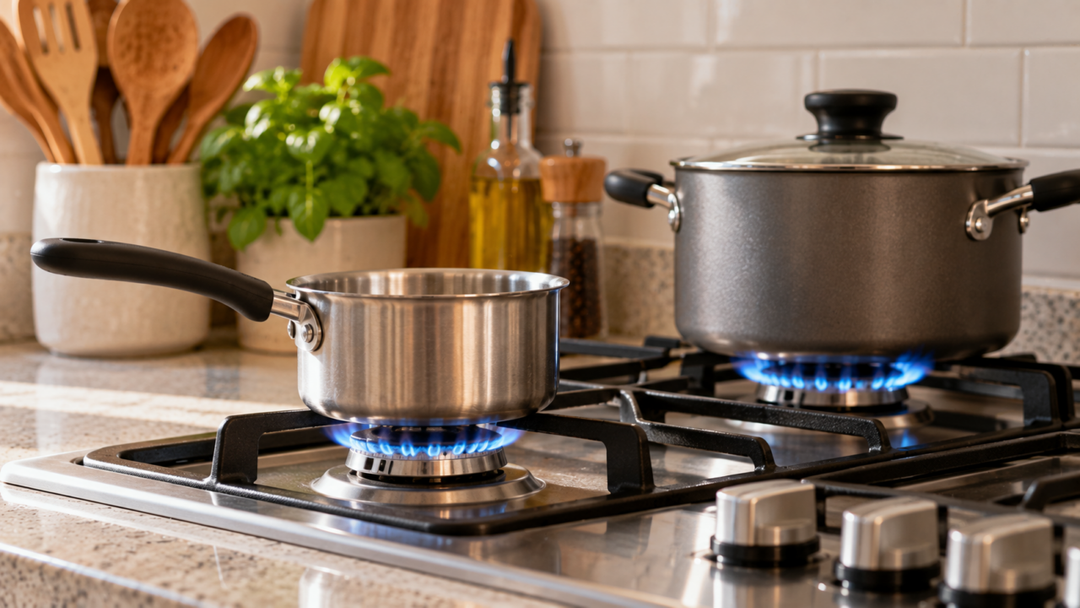 Boca grande em panela pequena pode espalhar calor pelas laterais. Entenda como escolher o queimador e ajustar a chama para cozinhar com mais eficiência.