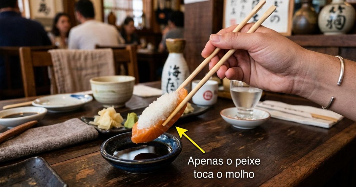 Os chefs japoneses concordam: “O melhor sushi não é feito com molho de soja em excesso, mas com arroz bem temperado e peixe fresco cortado na hora”