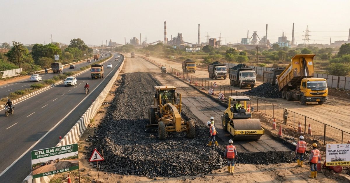 Índia transforma 200 mil toneladas de resíduos da produção de aço em uma estrada de 1,85 km e 4 pistas, substitui 100% dos agregados naturais e entra para o Guinness com a maior via do mundo feita exclusivamente de escória de aço processada