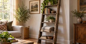 Se você tem uma escada de madeira antiga em casa, pode transformá-la em uma peça funcional de decoração