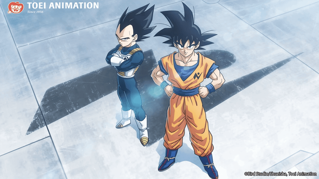 Goku e Vegeta aparecem com o símbolo da Patrulha Galáctica na arte oficial de The Galactic Patrol.