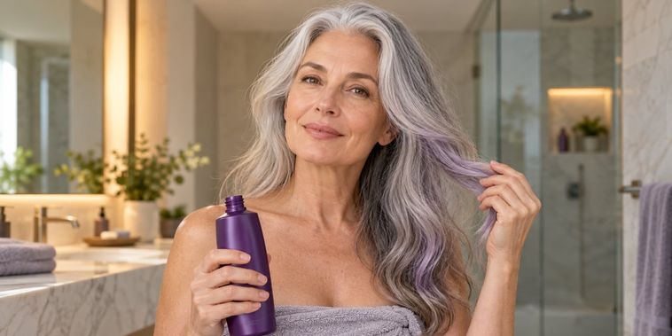 Featured main: Os cabeleireiros são categóricos: pessoas com cabelos grisalhos não devem usar xampu roxo