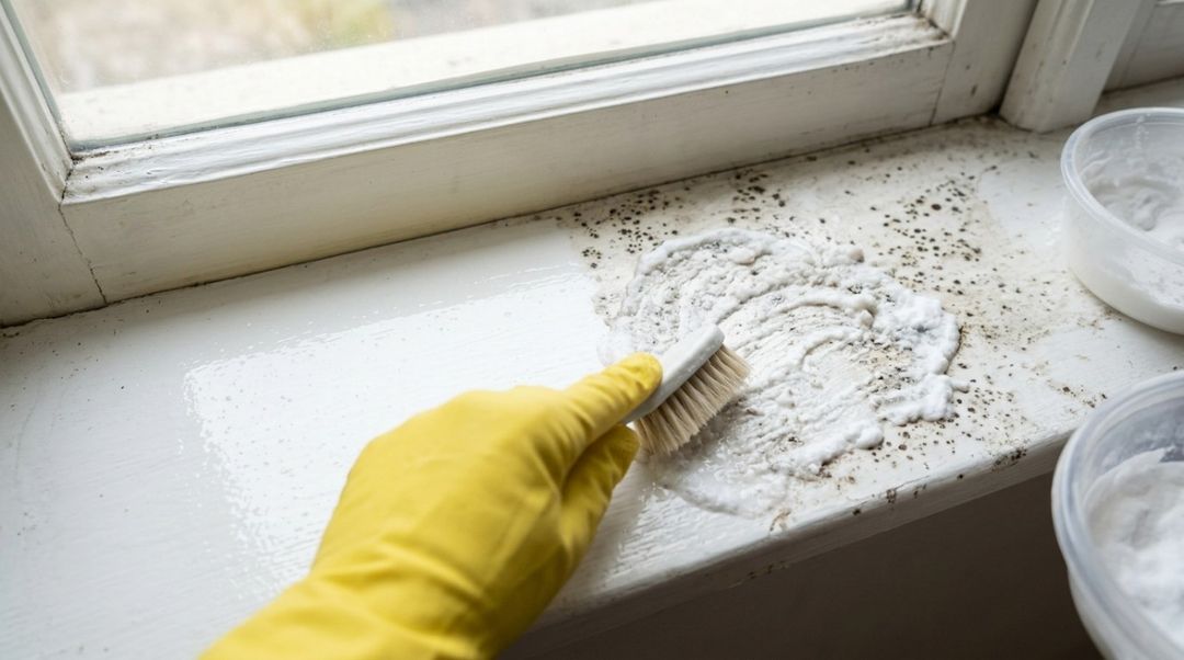 O mofo no parapeito costuma aparecer em superfícies frias onde o vapor de água condensa.