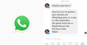 Ele demorou 24 minutos para responder o Whats da tia e se deu mal