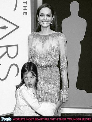 Angelina Jolie em 1980 e 2014