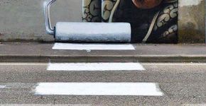 Artista transforma faixa de pedestre em arte urbana
