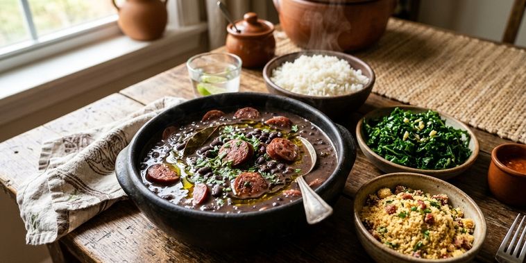 Featured main: Os melhores chefs concordam: feijão preto não se faz apenas com água; é preciso adicionar linguiça defumada, folhas de louro e um fio de azeite no final