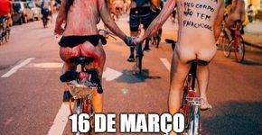 Bicicletada neste sábado, dia 13 de março, reúne ciclistas nus