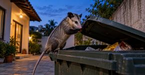 Moradora percebe que todas as noites alguma coisa mexe na tampa da lixeira do quintal, coloca um peso sobre ela e descobre pela câmera que o visitante já tinha aprendido até o horário em que a família colocava comida fora
