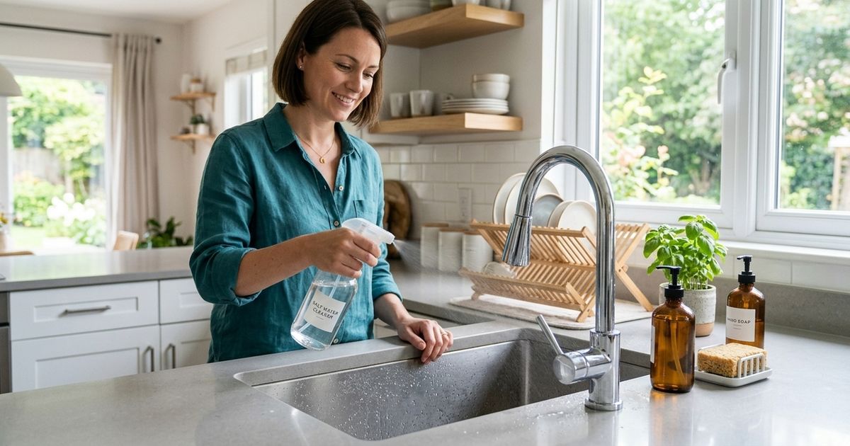 Por que é recomendado borrifar água com sal ao redor da pia da cozinha todas as semanas?