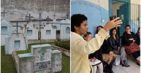 Jovens lideram biblioteca comunitária em cemitério na periferia