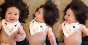 Theo, de 7 meses, é o novo ‘bebê mais cabeludo do mundo’