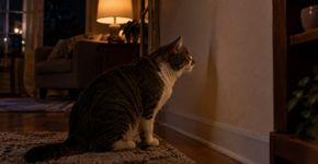 O gato começou a encarar a parede todas as noites no mesmo horário e a família levou semanas para descobrir o que realmente chamava sua atenção
