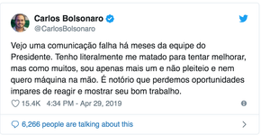 Erro de português de Carlos Bolsonaro vira piada nas redes