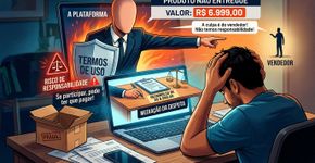 Plataforma intermedeia uma compra pela internet, o produto nunca chega e a empresa tenta atribuir a responsabilidade apenas ao vendedor; participar da negociação pode tornar a plataforma responsável pela devolução dos R$ 6.999 pagos