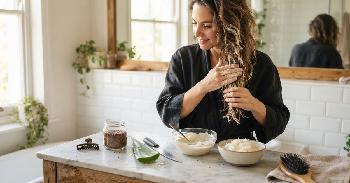 Sem recorrer ao tratamento com queratina: esta máscara capilar caseira com arroz, linhaça e babosa é usada 1 vez por semana