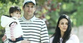 Filha de 3 anos de Ashton Kutcher e Mila Kunis bebe vinho
