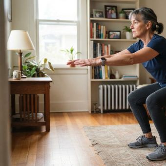 Featured mobile: Os treinadores concordam: “Aos 60 anos, em vez de caminhar por 20 minutos, é muito mais eficaz fazer exercícios como agachamentos na cadeira ou flexões na bancada da cozinha.”