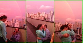 Pedido de casamento: Da Copa do Mundo pra um céu rosa e arco-íris