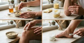 4 misturinhas caseiras para joelhos, cotovelos, mãos e pés usando ingredientes simples da cozinha