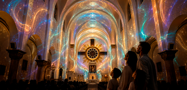 Espetáculo imersivo na Basílica Sant’Ana transforma templo histórico de SP em projeção 360º