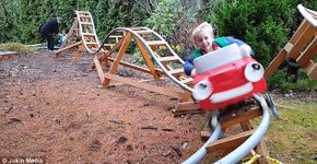 Avô engenheiro espacial constrói mini montanha-russa para netos