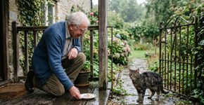 Aos 74 anos e morando sozinho desde que a esposa morreu, aposentado passa a deixar a porta da varanda aberta para a gata que aparecia todas as tardes no antigo horário do café dos dois, até instalar uma segunda cadeira depois que o animal começa a dormir sempre no lugar onde ela se sentava