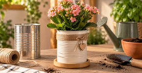 Latas de leite podem ganhar uma aparência sofisticada e virar vasos decorativos