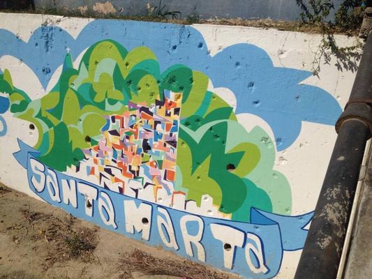 Arte de Swell nos muros do Santa Marta. Foto: Gabriela Rassy