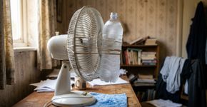 Prenda uma garrafa plástica no ventilador: o vento morno vai ficar gelado em poucos instantes