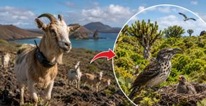 Em Galápagos, cabras foram usadas como rastreadoras para eliminar mais de 140,000 invasoras, anos depois, a vegetação e as aves voltaram a se recuperar em três ilhas devastadas
