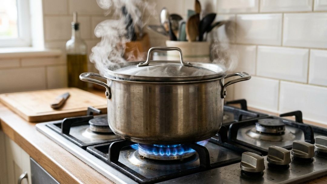 Alinhar a panela à chama melhora o rendimento térmico do fogão.