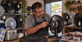 Homem perde o emprego depois de 22 anos na mesma fábrica, começa a consertar ventiladores dos vizinhos na garagem e percebe que a renda improvisada virou profissão quando já não consegue atender todos sozinho