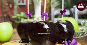 Com caramelo preto: maçã “envenenada” de Halloween