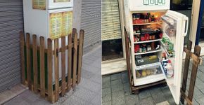 Geladeira instalada na rua é abastecida com alimentos de restaurantes que não foram usados