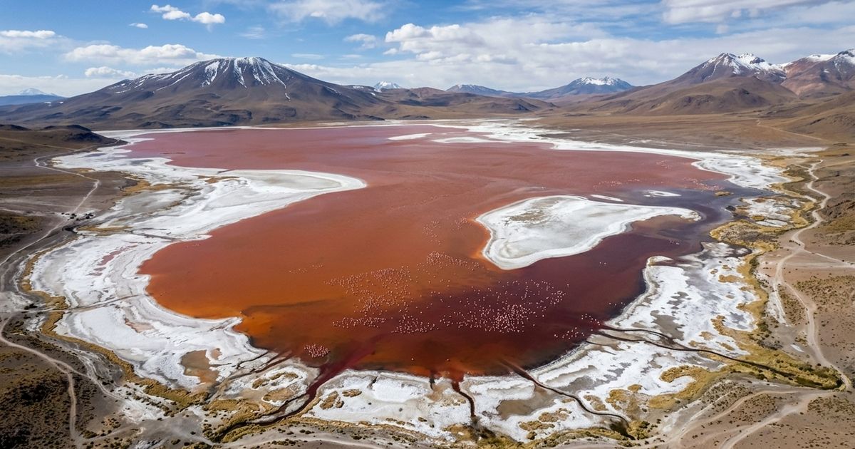 A NASA fotografou uma enorme mancha laranja na Bolívia a partir da Estação Espacial Internacional (ISS), a uma altitude de 4.300 metros, e a explicação tem a ver com algas, sal e a cor dos flamingos