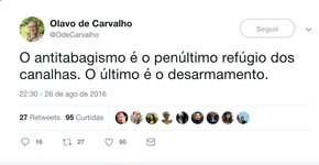 Olavo de Carvalho, guru de Bolsonaro: cigarro é bom para saúde