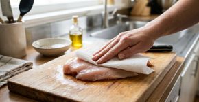Por que você deve secar o frango com papel toalha antes de fritar na frigideira