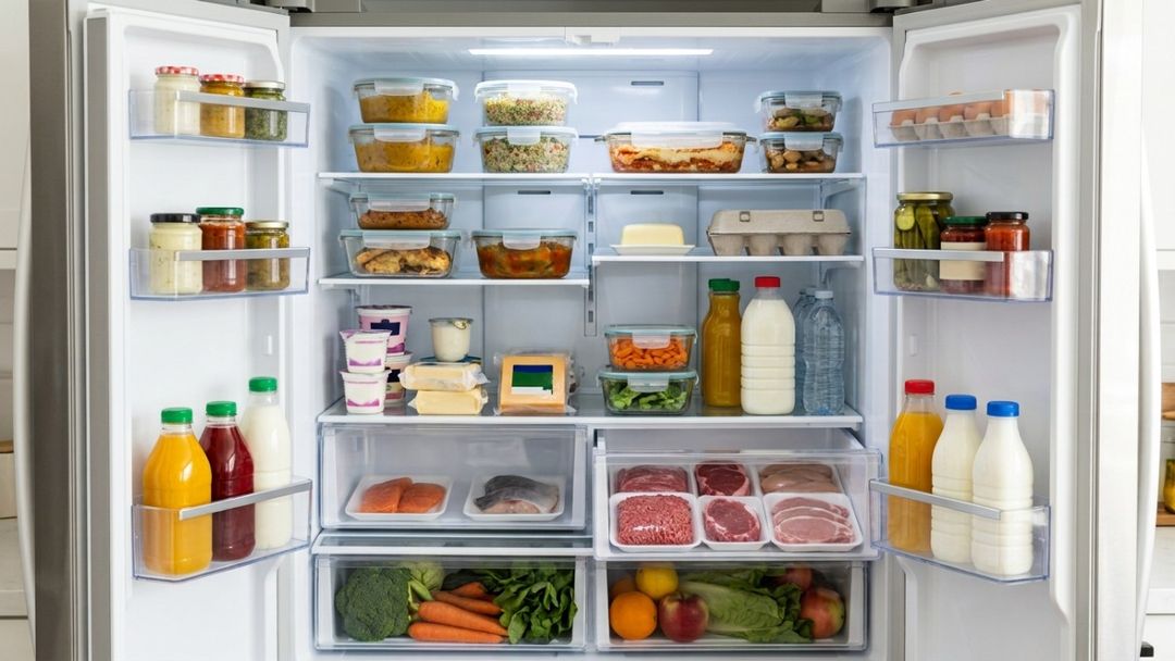 Utilizar recipientes vedados e bandejas extras protege o refrigerador contra vazamentos de líquidos de carnes cruas.