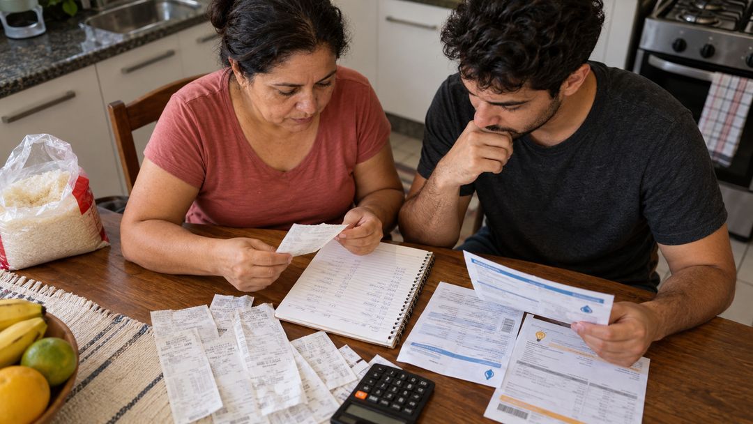 Rosa organizou uma planilha para comparar as despesas familiares.