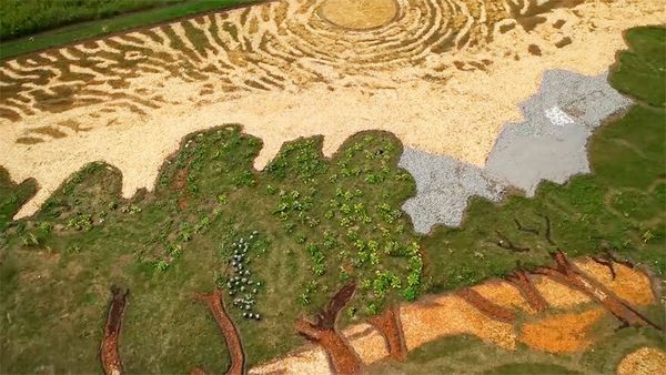 O artista usou plantas e outros materiais reciclados para fazer a releitura do quadro (Reprodução/Minneapolis Institute of Art)