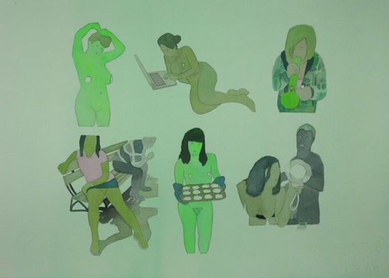 As ilustrações são inspiradas em imagens de sites pornôs (Divulgação/Dan Gluibizzi)