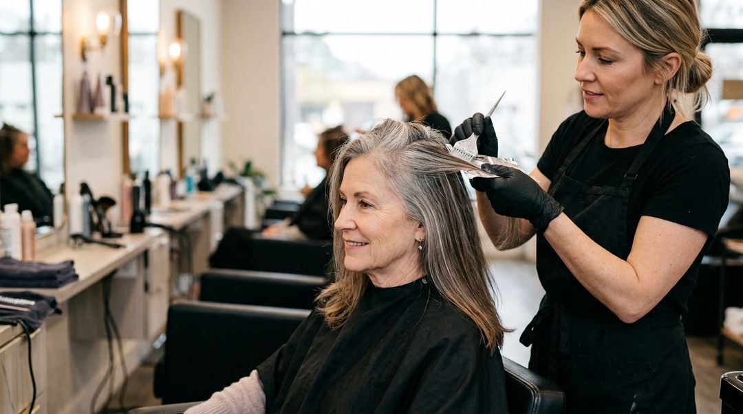 Transformar um cabelo tingido de escuro em uma mistura de cinza, prata e bege pode exigir clareamento.