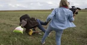 Cinegrafista húngara é demitida após chutar refugiados sírios
